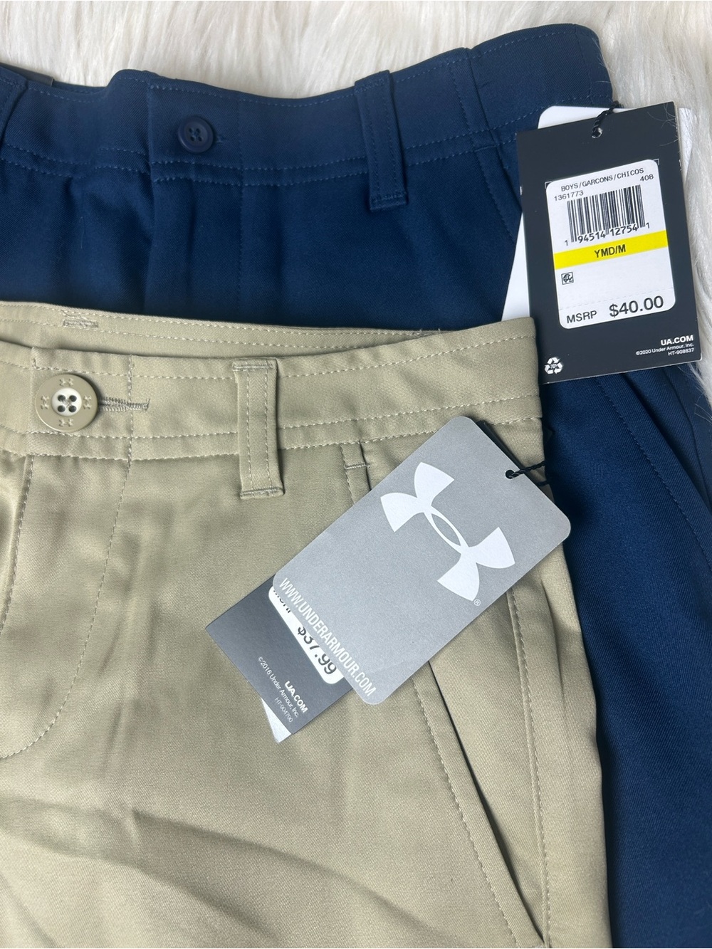 Under Armour Shorts Boys Size M (10) Performance Chino Navy & Khaki 2 Pr Bundle